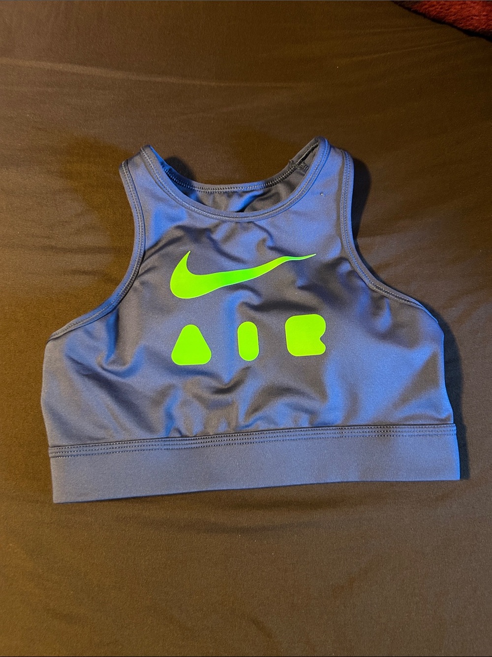 Nike Blue Sports Bra with Neon Green Logo